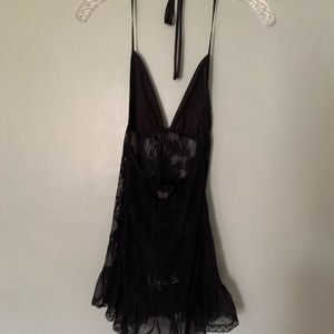 Victoria’s Secret black lace babydoll lingerie.